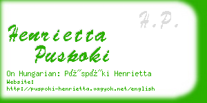 henrietta puspoki business card